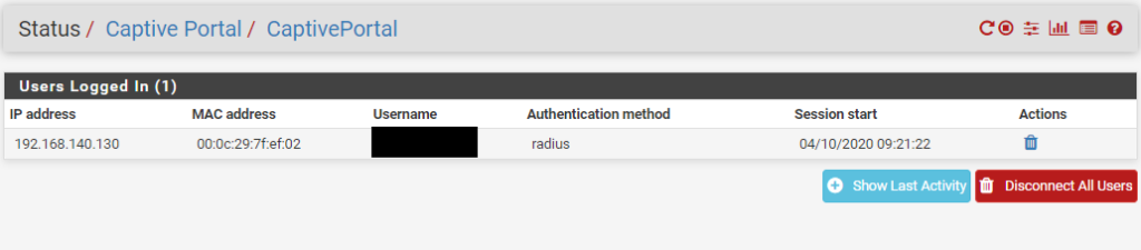 Captive Portal Status
